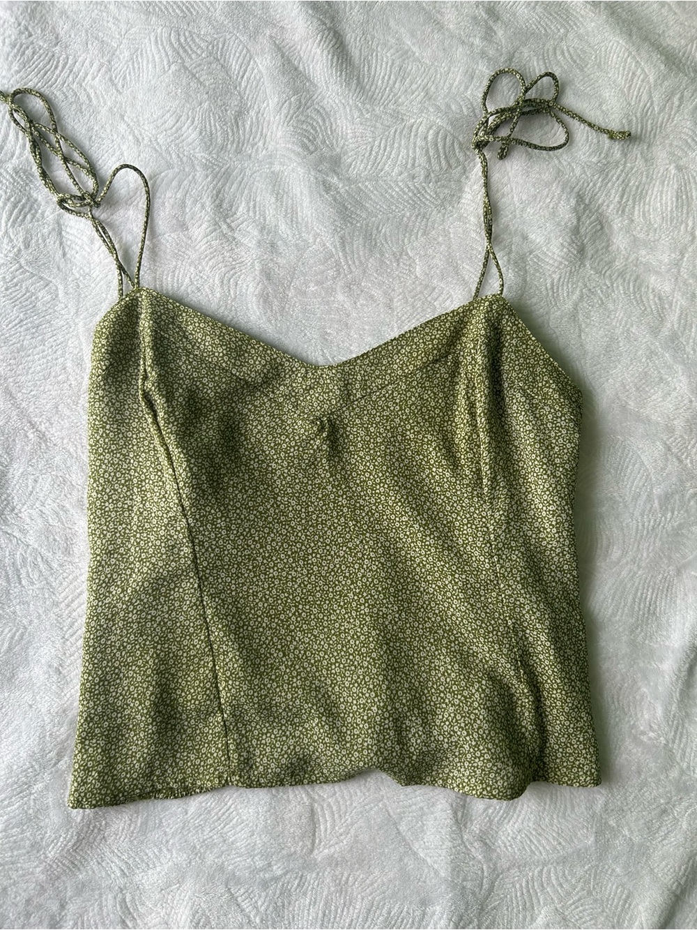 Abercrombie & Fitch Olive Green Floral Tie-Strap Cami
